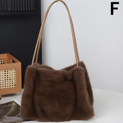 Handbag Faux Mink Plush Women's Bag Large Capacity Shoulder Bag Fall