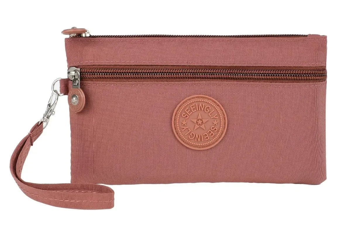 Nylon Solid Color Long Short Bank ID Credit Card Wallet Coin Keys Bags Purse Earphone Storage Bag Purse Pouch Double Zipper