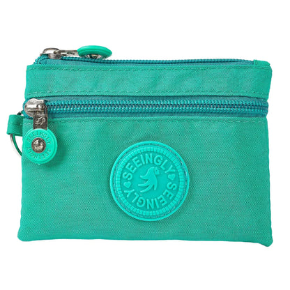 Nylon Solid Color Long Short Bank ID Credit Card Wallet Coin Keys Bags Purse Earphone Storage Bag Purse Pouch Double Zipper