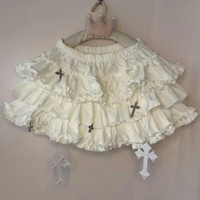 Japanese Y2k Cute Ruffled Plaid Skirt Punk Rock Subculture Cake Skirts Japanese Preppy Style Casual New 2025 Women Skirts