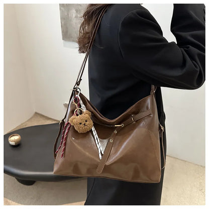 Retro Large Capacity Women's Tote Bag Fashionable Casual Double Shoulder Backpack for Autumn Winter New Arrival Trendy Handbags