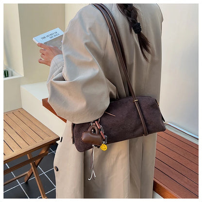 Stylish Design Exquisite Faux Suede Square Shoulder Bags Solid Zipper Personality 2025 Autumn & Winter New Armpit Bags for Women