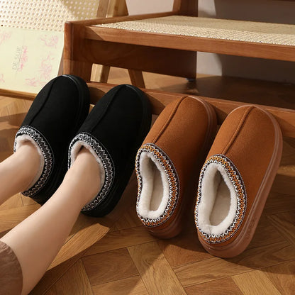 winter 2024 warm fluffy Woman slippers soft bottom non slip thick plush clogs women Casual Platform House inddor Shoes slides 45