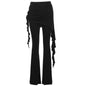 Casual Slim Folds Tie Flower Ruffles Flare Pants Casual Sexy Solid Mid-Waisted Wide Leg Pants Women 2024 Summer Fashion