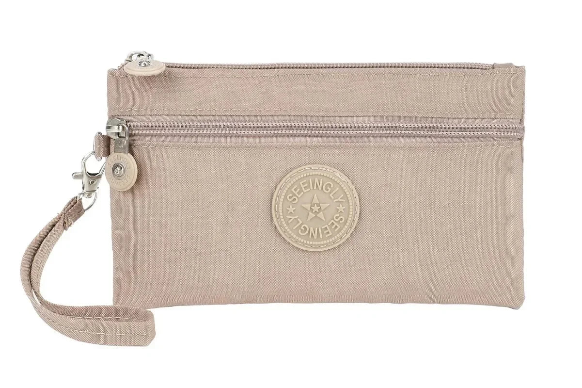 Nylon Solid Color Long Short Bank ID Credit Card Wallet Coin Keys Bags Purse Earphone Storage Bag Purse Pouch Double Zipper