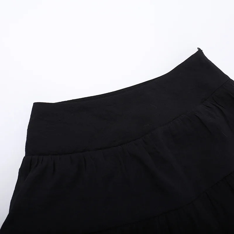 Cocktail Irregular Black Y2K Long Skirts for Women Vintage Elegant Fungus A-Line Midi Skirt New Fashion Summer Skirt Streetwear