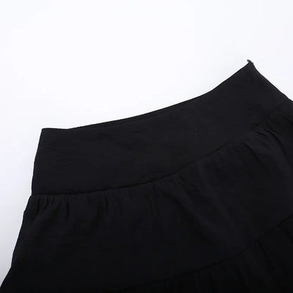 Cocktail Irregular Black Y2K Long Skirts for Women Vintage Elegant Fungus A-Line Midi Skirt New Fashion Summer Skirt Streetwear