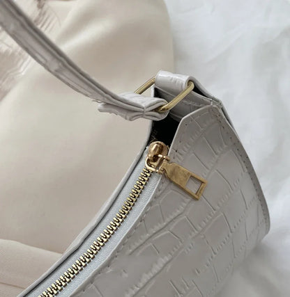 Fashion PU Leather Bags for Women Alligator Pattern Armpit Handbag Female Small Underarm Messenger Bag and Purse Designer Bag