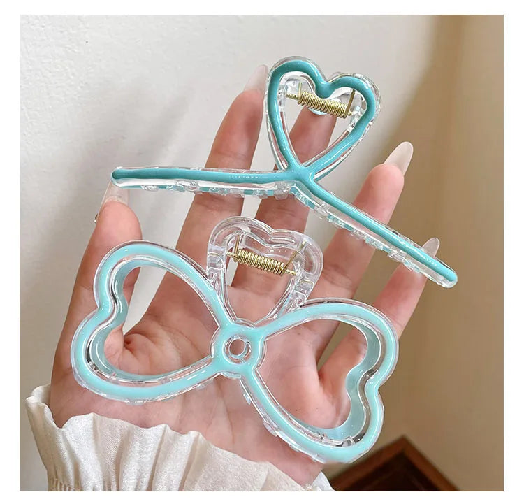 Fashion New Oil drip bow Hair Clips Women Ponytail Clip Jelly Clear Hairclip Girl Hairpin Crab Barrette Headwear Accessories