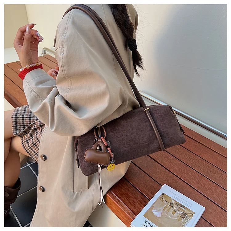 Stylish Design Exquisite Faux Suede Square Shoulder Bags Solid Zipper Personality 2025 Autumn & Winter New Armpit Bags for Women