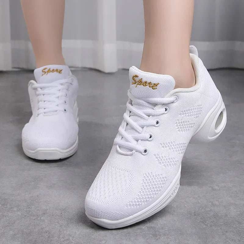 Women Sneakers Mesh Breathable Casual Flats Lace-Up Ladies Fashion Lightweight Soft Sneakers