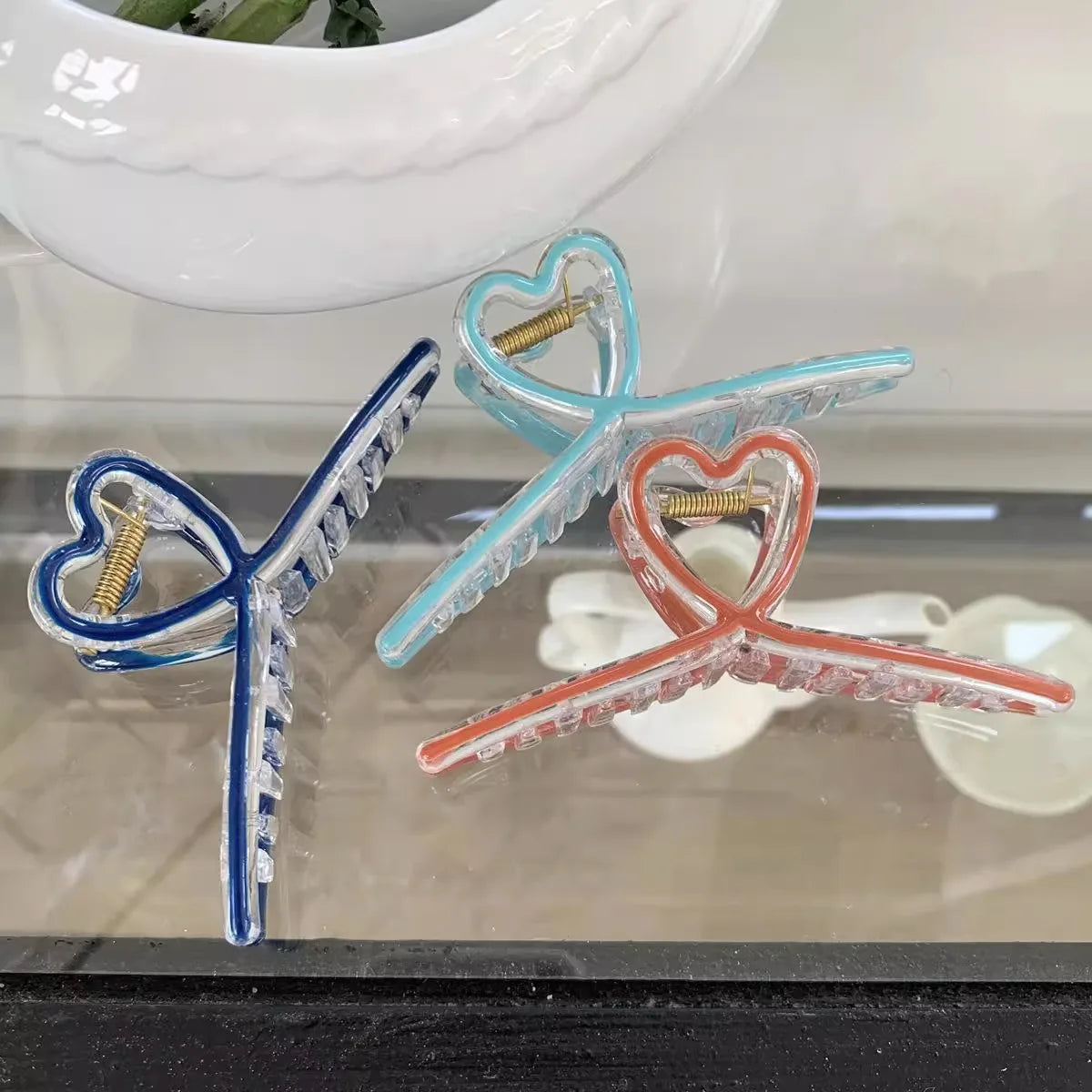 Fashion New Oil drip bow Hair Clips Women Ponytail Clip Jelly Clear Hairclip Girl Hairpin Crab Barrette Headwear Accessories