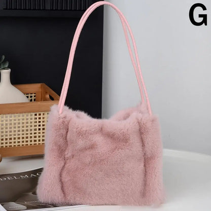 Handbag Faux Mink Plush Women's Bag Large Capacity Shoulder Bag Fall