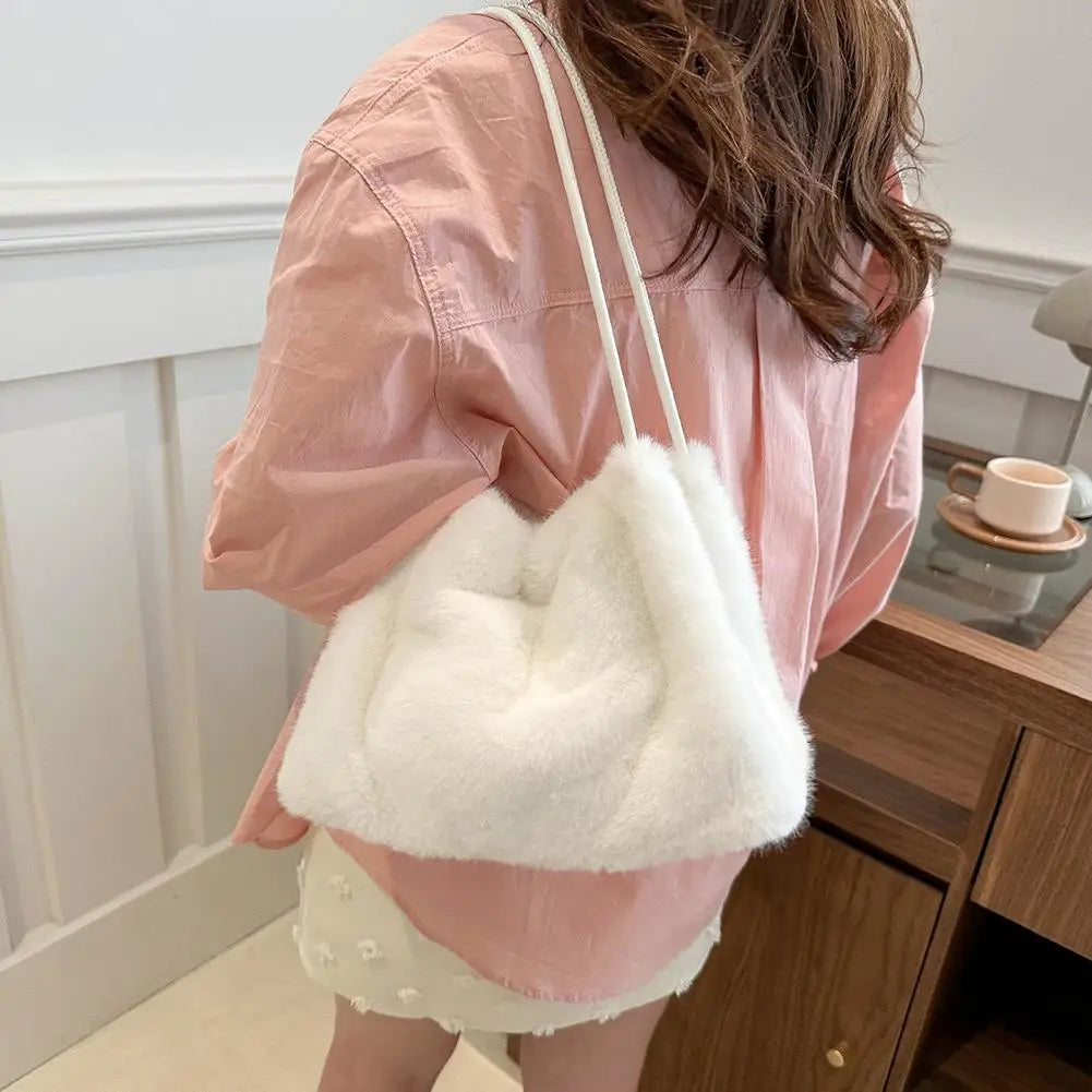 Handbag Faux Mink Plush Women's Bag Large Capacity Shoulder Bag Fall