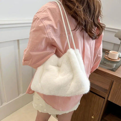 Handbag Faux Mink Plush Women's Bag Large Capacity Shoulder Bag Fall