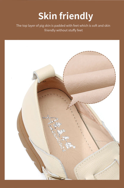 Loafers Women Spring Deep Single Shoes One Step Off Casual Shoes Leather Small Shoes British Style Platform Shoes Step-in