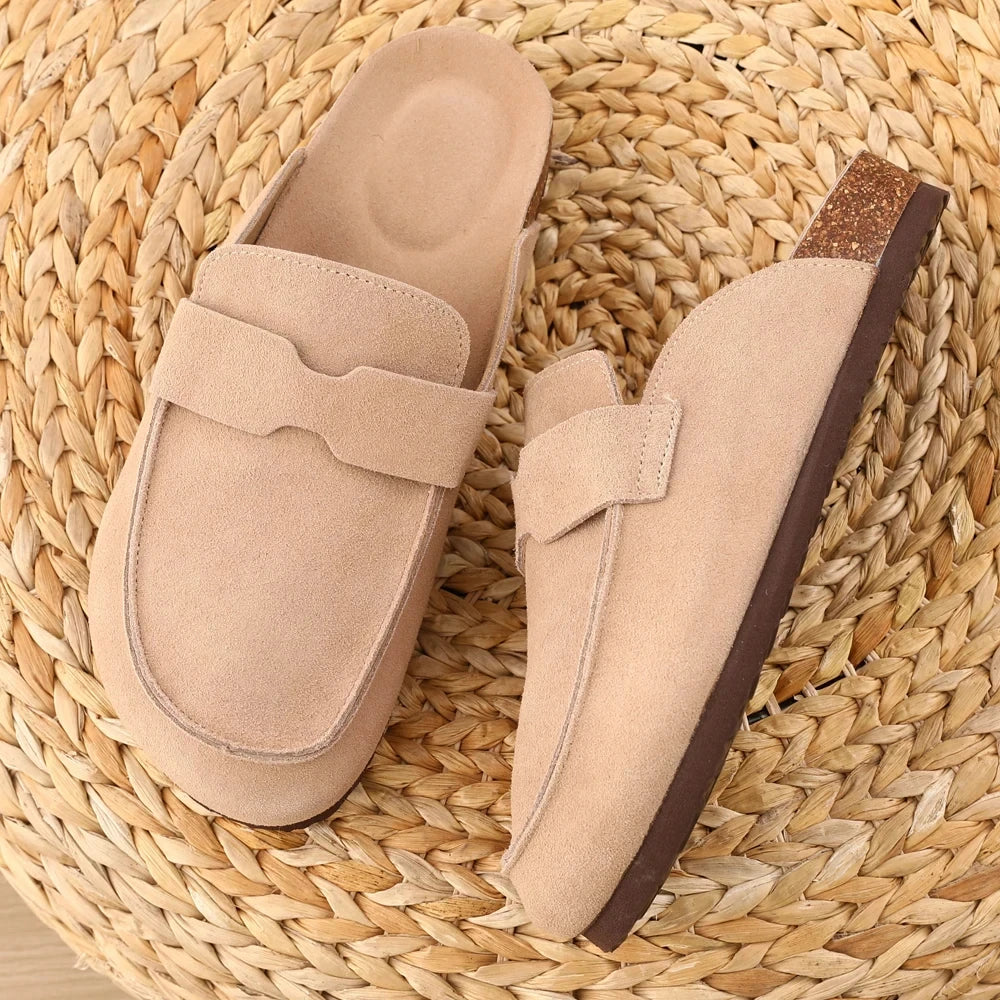Smile Summer Fashion Women Mules Cork Clogs Slippers New Men Suede Clogs Slippers Outdoor Beach Sandals Nonslip Home Shoes Women
