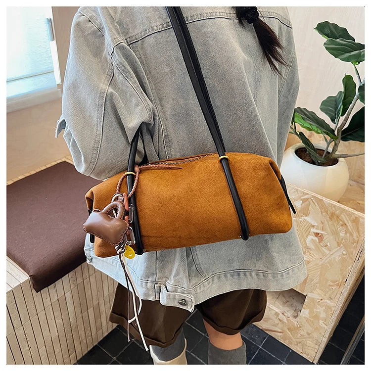 Stylish Design Exquisite Faux Suede Square Shoulder Bags Solid Zipper Personality 2025 Autumn & Winter New Armpit Bags for Women