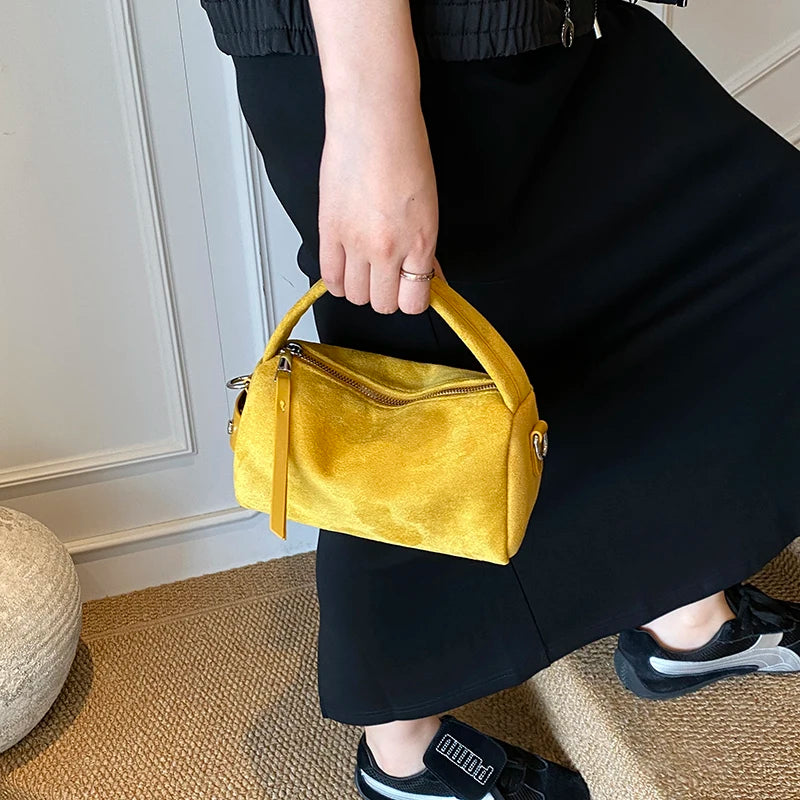 Retro Mini PU Leather Shoulder Bags for Women Bucket Crossbody Bag 2025 Winter Luxury Designer Purses and Handbags