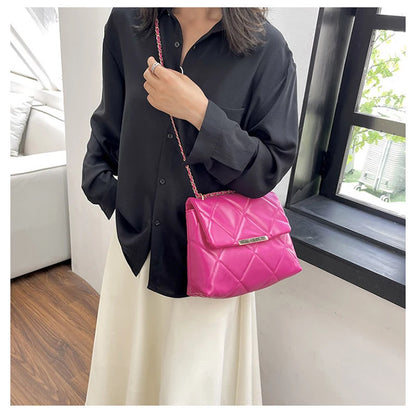 Plaid Thread Women Handbags Lady Underarm Shoulder Bag Large Capacity Commuting Tote Bag PU Leather Chain Strap Crossbody Bag