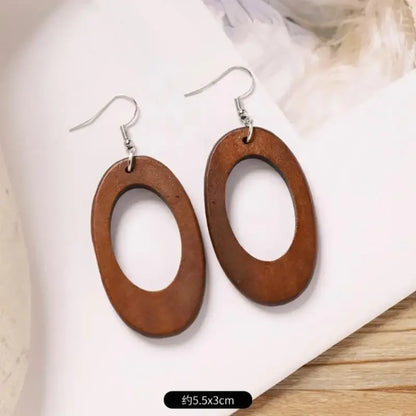 Classical Wooden Earrings For Women Geometric Long Perfect For Adding A Vintage To Fall And Winter Ensembles P9YF