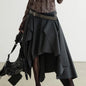TWOTWINSTYLE Solid Patchwork Belt Loose Skirts For Women High Waiat Irregular Elegant Skirts Female Fashion Style Clothes New