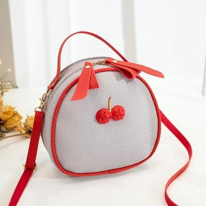Litchi Pattern Contrast Color Cherry Small Backpack 2022 New Women's One-shoulder Messenger Mobile Phone Bag