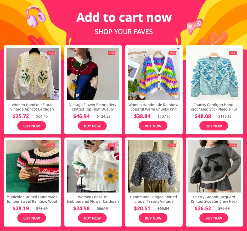 Sheep Pattern Crochet Chunky Knit Cardigan Cute Cartoon Sweater Vintage Long Sleeve V Neck Autumn Women Jumper Outerwear