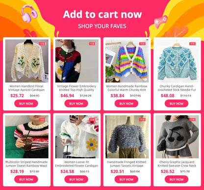 Sheep Pattern Crochet Chunky Knit Cardigan Cute Cartoon Sweater Vintage Long Sleeve V Neck Autumn Women Jumper Outerwear