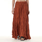 Elegant Drape Crumpled Skirts Women Summer Elastic Waist Big-Hem Long Skirts Large Size Loose Umbrella Skirts Female Streetwear