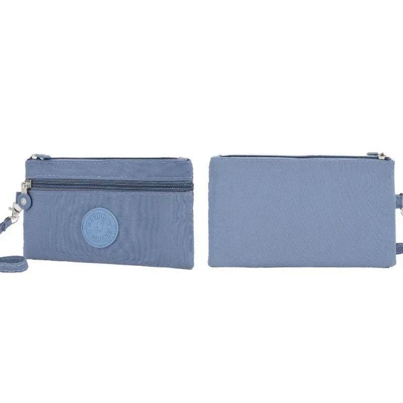 Nylon Solid Color Long Short Bank ID Credit Card Wallet Coin Keys Bags Purse Earphone Storage Bag Purse Pouch Double Zipper