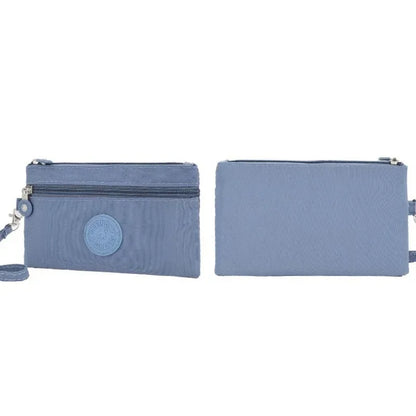 Nylon Solid Color Long Short Bank ID Credit Card Wallet Coin Keys Bags Purse Earphone Storage Bag Purse Pouch Double Zipper