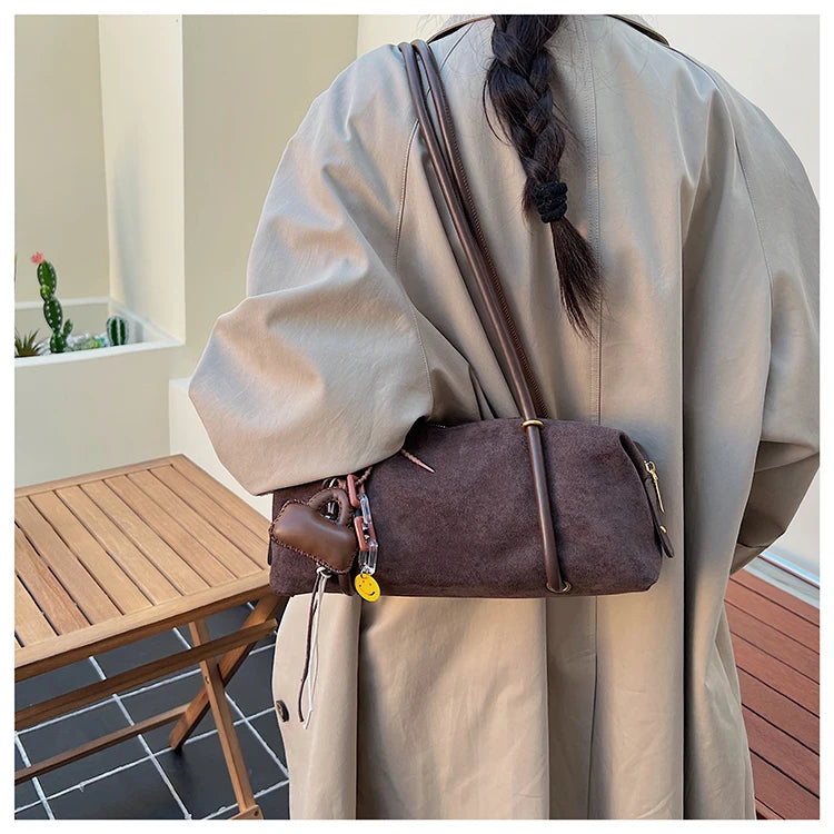 Stylish Design Exquisite Faux Suede Square Shoulder Bags Solid Zipper Personality 2025 Autumn & Winter New Armpit Bags for Women