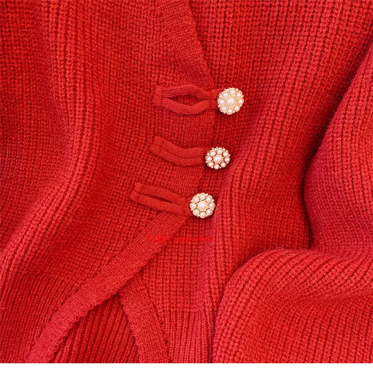 2025 Autumn Winter New Splicing Fake Two Pieces Knitted Cardigan Sweater Women Jacket Fashion Knitwear Loose Ladies Tops B693