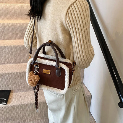 2024 Winter Lamb Woolen Handbag Women's Bag Designer Plush Handbag Fashion Casual Shoulder Messenger Bag Female Square bolsas