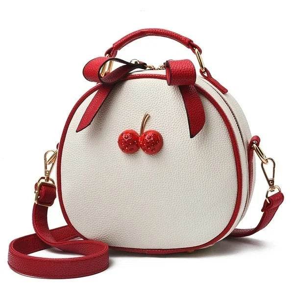Litchi Pattern Contrast Color Cherry Small Backpack 2022 New Women's One-shoulder Messenger Mobile Phone Bag