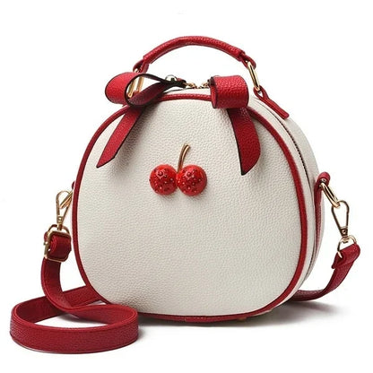 Litchi Pattern Contrast Color Cherry Small Backpack 2022 New Women's One-shoulder Messenger Mobile Phone Bag