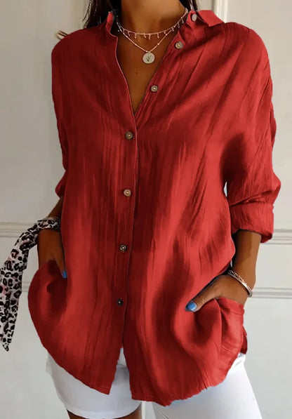 Shirt Women's Lapel Long Sleeve Solid Color Casual Single Breasted New Fashion Brown Black White Shirt Tops Blouses for Female