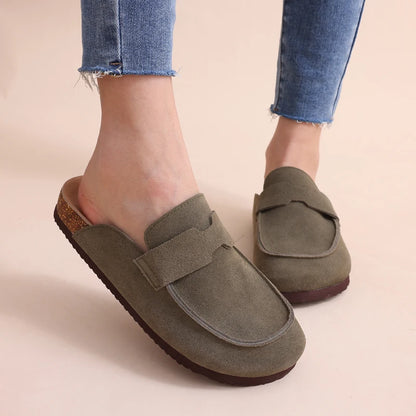 Smile Summer Fashion Women Mules Cork Clogs Slippers New Men Suede Clogs Slippers Outdoor Beach Sandals Nonslip Home Shoes Women