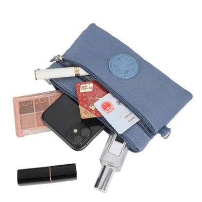 Nylon Solid Color Long Short Bank ID Credit Card Wallet Coin Keys Bags Purse Earphone Storage Bag Purse Pouch Double Zipper