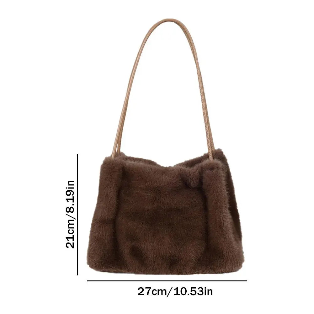 Handbag Faux Mink Plush Women's Bag Large Capacity Shoulder Bag Fall