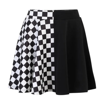 Harajuku Punk Gothic Skirt Women Y2k E-girl Emo Alt Retro Plaid Patchwork High Waist Skirt Mall Goth Aesthteic Clubwear