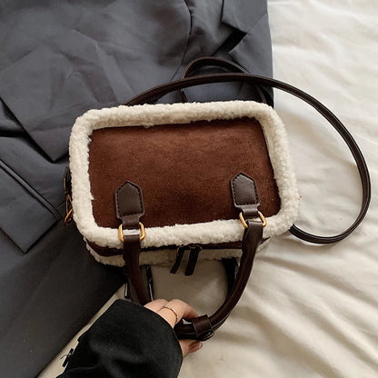 2024 Winter Lamb Woolen Handbag Women's Bag Designer Plush Handbag Fashion Casual Shoulder Messenger Bag Female Square bolsas