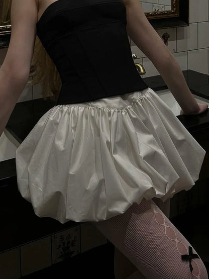 Women Y2K Bubble Skirt y2k Clothes Elegant Solid Color High Waist A Line Bud Mini Skirt 2000s Evening Party Skirts Streetwear