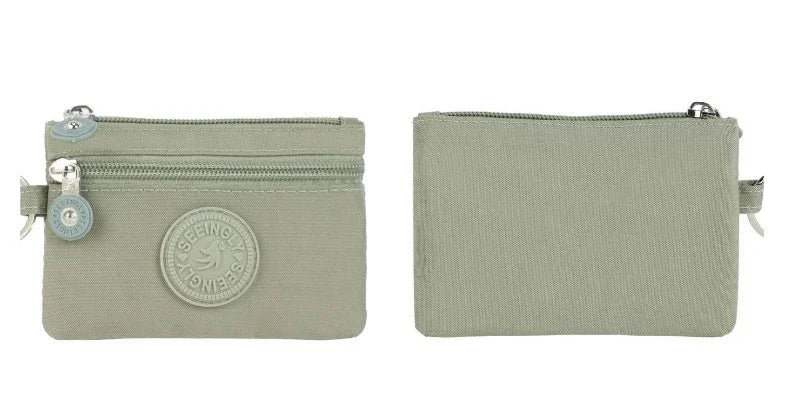 Nylon Solid Color Long Short Bank ID Credit Card Wallet Coin Keys Bags Purse Earphone Storage Bag Purse Pouch Double Zipper