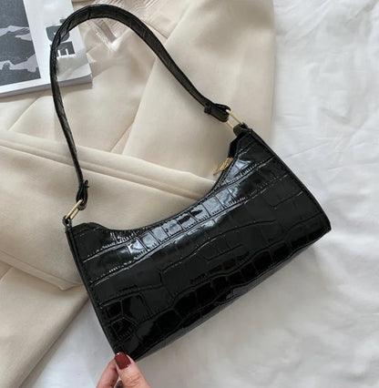 Fashion PU Leather Bags for Women Alligator Pattern Armpit Handbag Female Small Underarm Messenger Bag and Purse Designer Bag