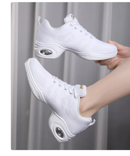 Women Sneakers Mesh Breathable Casual Flats Lace-Up Ladies Fashion Lightweight Soft Sneakers