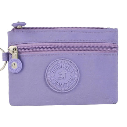 Nylon Solid Color Long Short Bank ID Credit Card Wallet Coin Keys Bags Purse Earphone Storage Bag Purse Pouch Double Zipper