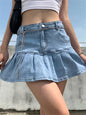 Harajuku Punk Y2K Denim Mini Pleated Skirt Ladies Summer High Waist Jeans Shorts Skirts Women Ruffles Fashion Korean