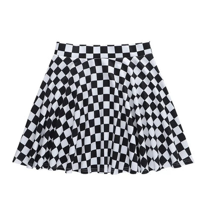 Harajuku Punk Gothic Skirt Women Y2k E-girl Emo Alt Retro Plaid Patchwork High Waist Skirt Mall Goth Aesthteic Clubwear